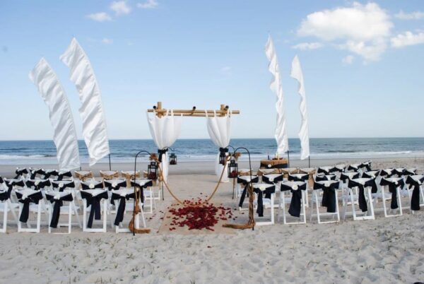 Amelia Island Beach Weddings outdoor white and black beach venue