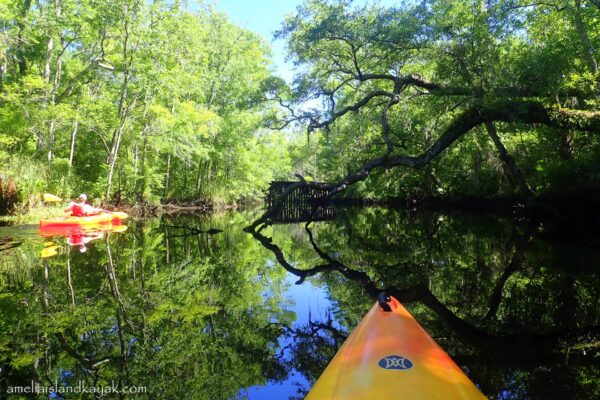 A kayak on a river.