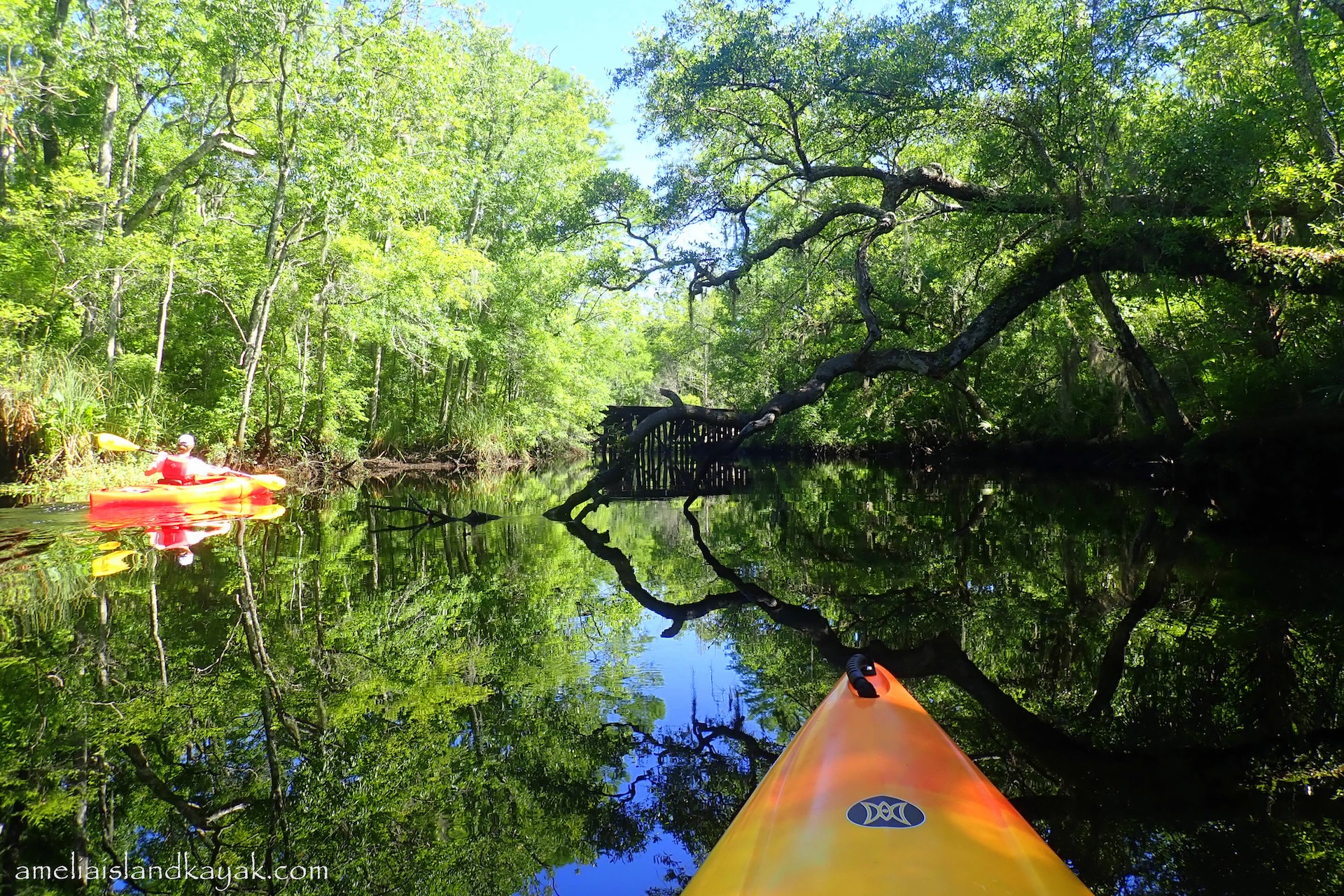 A kayak on a river.