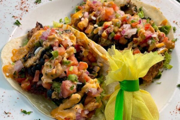 Cafe Karibo Kung Pao shrimp taco