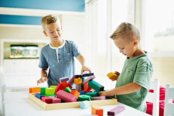 children playing with blocks