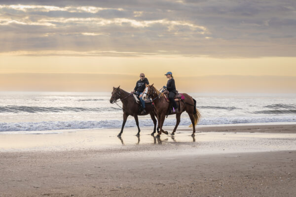 riding horses on beach