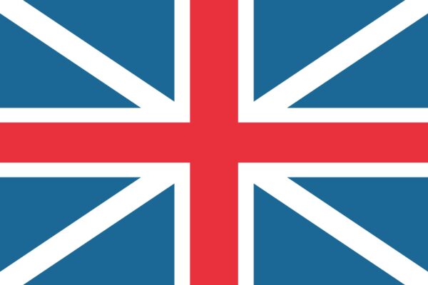 The image shows the flag of the United Kingdom, featuring a red, white, and blue design with overlapping crosses known as the Union Jack.