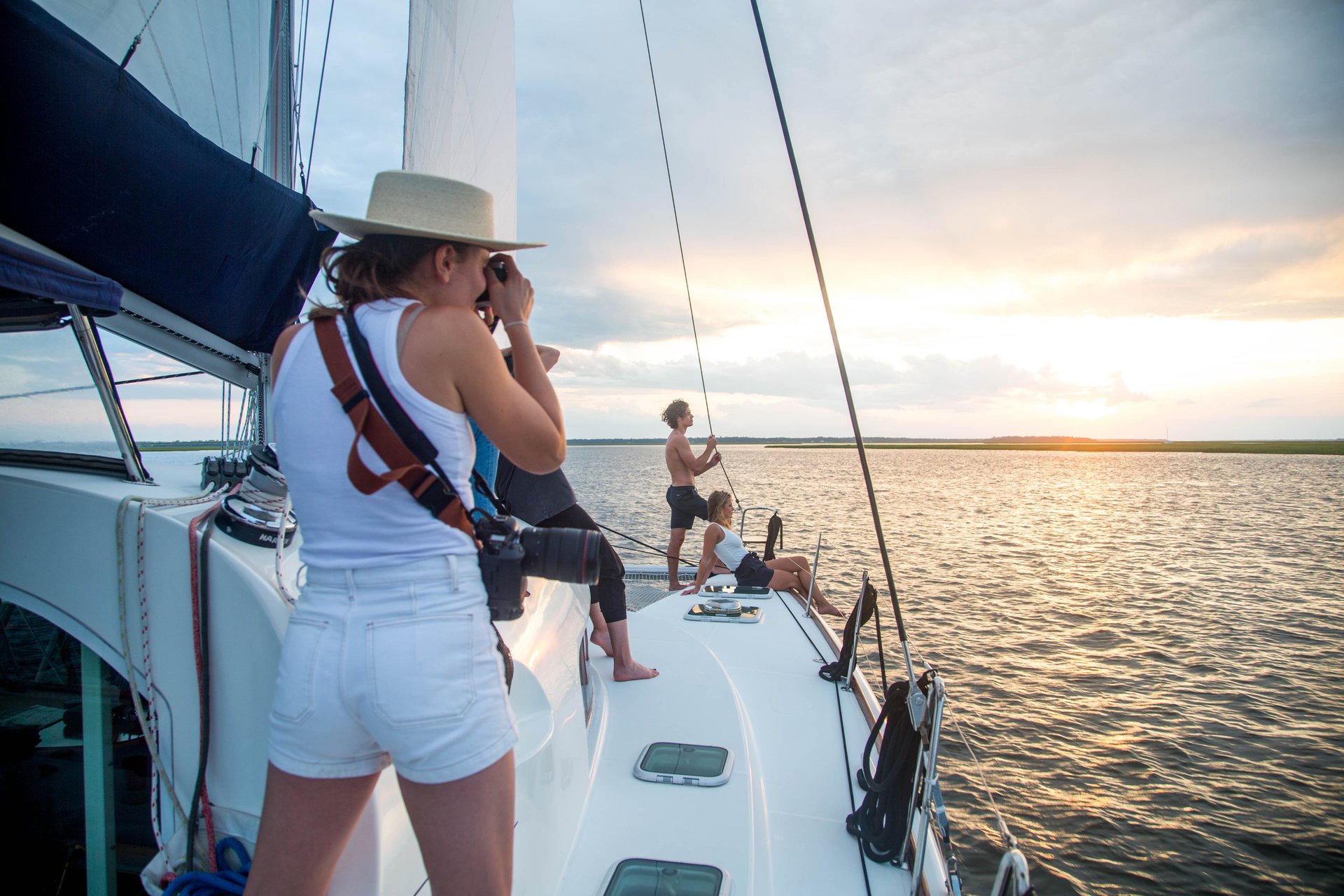 Sailing at sunset