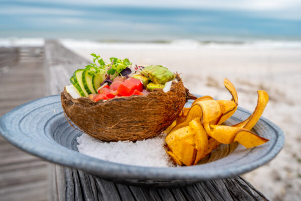 food served inside coconut