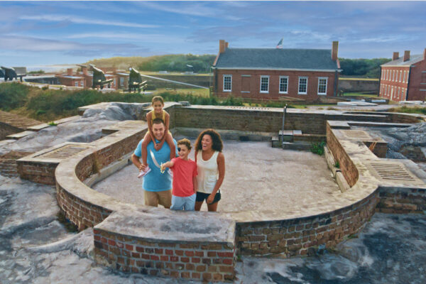 family exploring Fort Clinch
