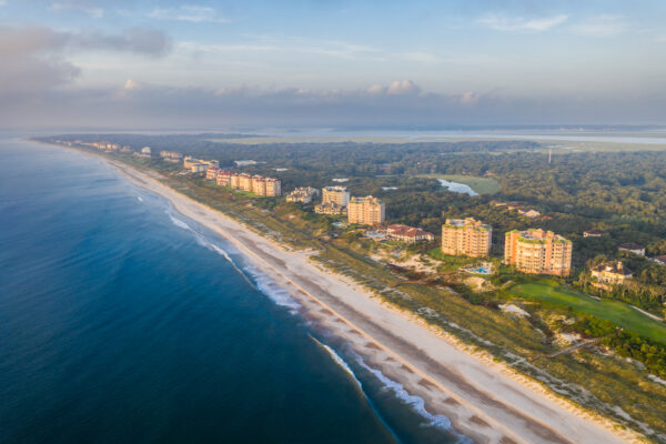 ocean shoreline with buildings