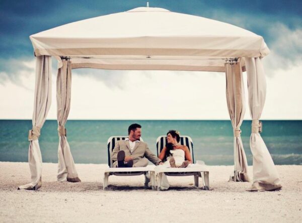 Amelia Island Weddings couple under beach tent