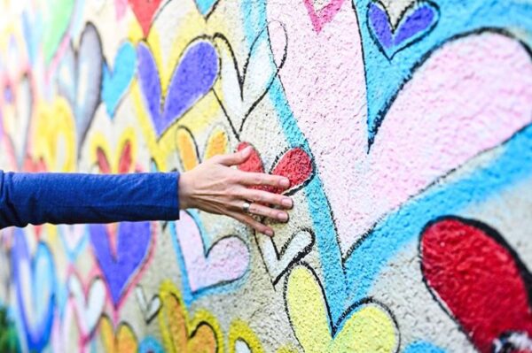 painted hearts wall