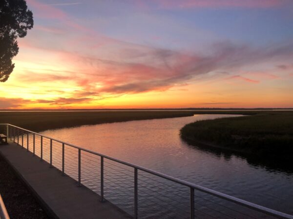sunset by the water