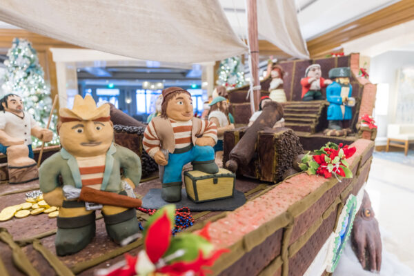 clay gingerbread house staged
