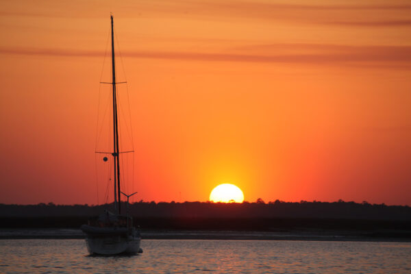 boat at Amelia Island sunset