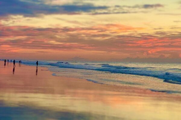 sunset walk on beach