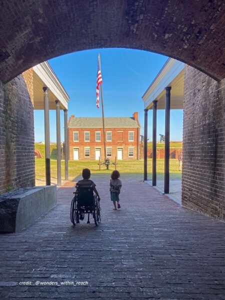 boy in wheelchair at Fort Clinch