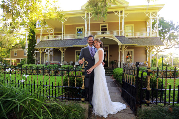 couple outside house