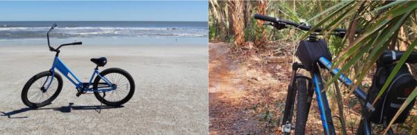 blue bike on beach
