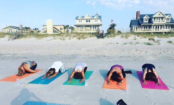 yoga on beach